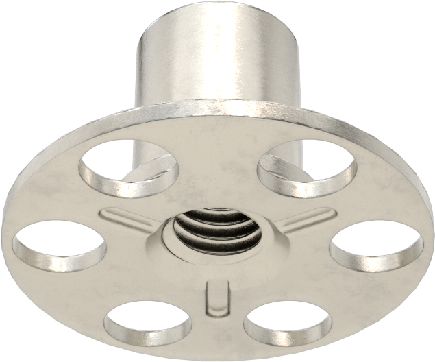 Yapıştırıcıya Hazır Somun, 316 Paslanmaz Çelik, M6 x 1 mm Diş, 23 mm Taban Çapı, 9,4 mm Somun Genişliği
