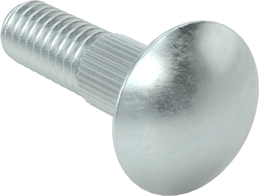 Çelik Tırtıllı Boyunlu Taşıma Cıvataları, Düşük Mukavemetli, Sınıf 2, 1/4"-20 Diş Boyutu, 1" Uzunluk