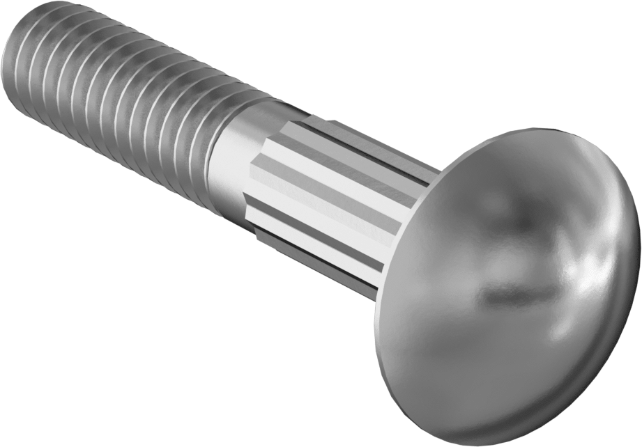 Çelik Tırtıllı Boyunlu Taşıma Cıvataları, Düşük Mukavemetli, Sınıf 2, 1/4"-20 Diş Boyutu, 1-1/2" Uzunluk