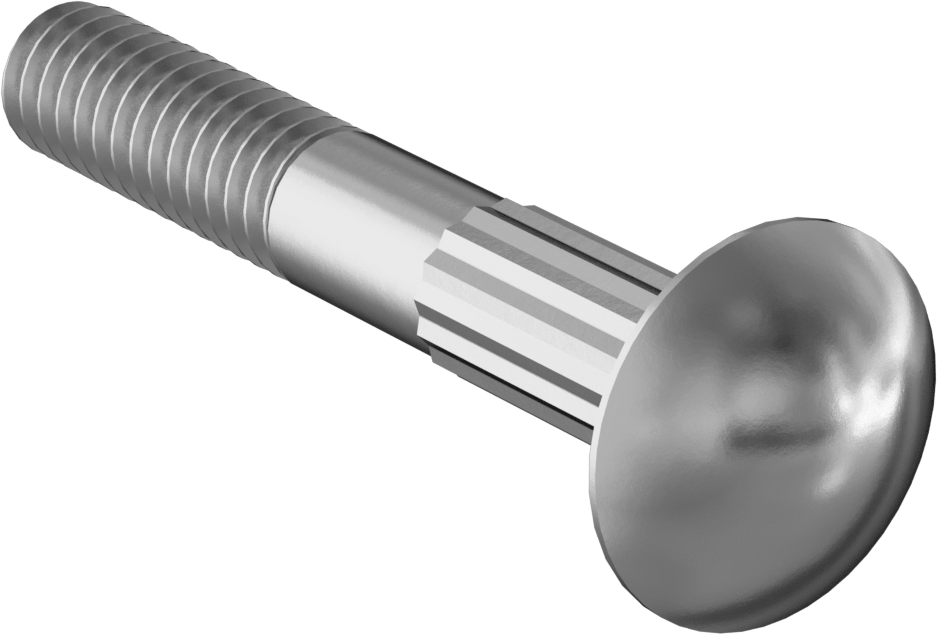 Çelik Tırtıllı Boyunlu Taşıma Cıvataları, Düşük Mukavemetli, Sınıf 2, 1/4"-20 Diş Boyutu, 1-3/4" Uzunluk