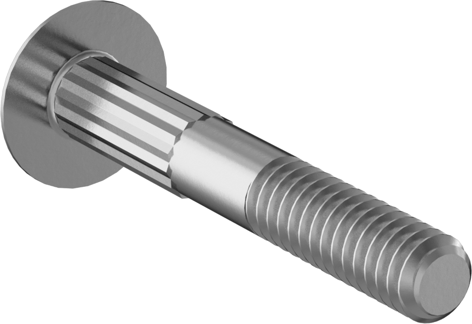 Çelik Tırtıllı Boyunlu Taşıma Cıvataları, Düşük Mukavemetli, Sınıf 2, 1/4"-20 Diş Boyutu, 1-3/4" Uzunluk