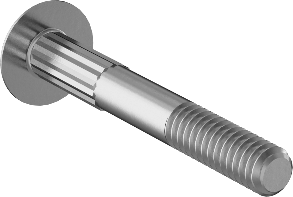 Çelik Tırtıllı Boyunlu Taşıma Cıvataları, Düşük Mukavemetli, Sınıf 2, 1/4"-20 Diş Boyutu, 2" Uzunluk