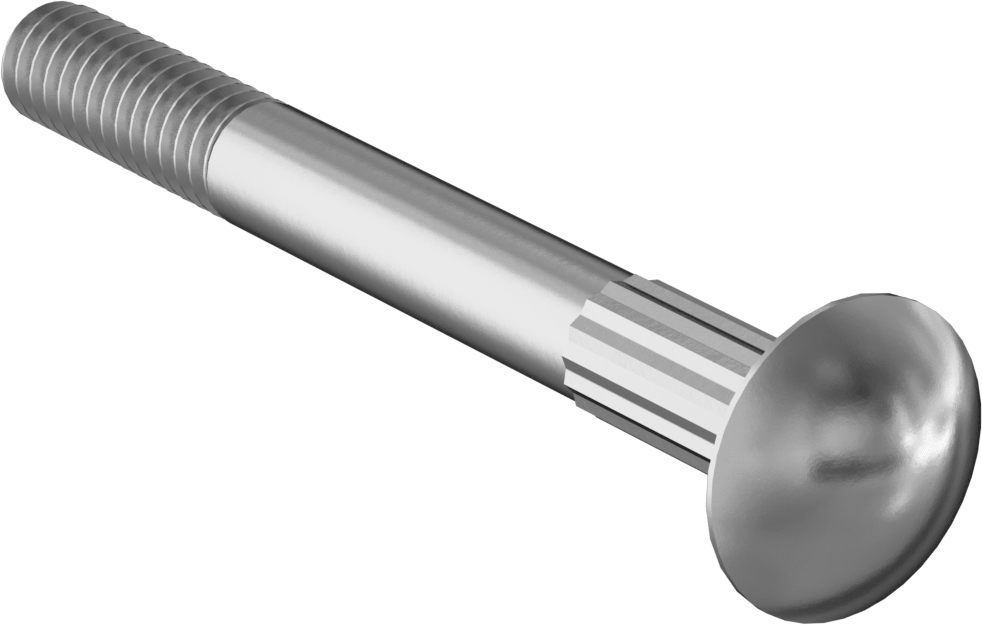 Çelik Tırtıllı Boyunlu Taşıma Cıvataları, Düşük Mukavemetli, Sınıf 2, 1/4"-20 Diş Boyutu, 2-1/2" Uzunluk