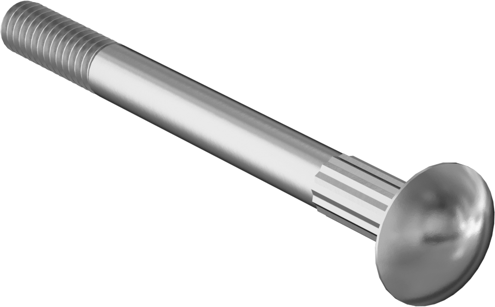 Çelik Tırtıllı Boyunlu Taşıma Cıvataları, Düşük Mukavemetli, Sınıf 2, 1/4"-20 Diş Boyutu, 3" Uzunluk
