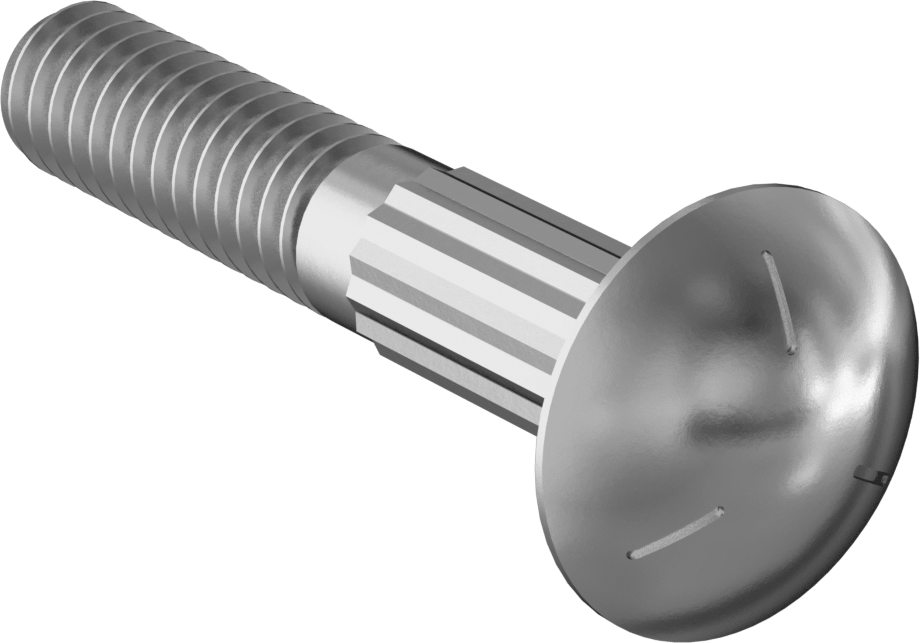 Çelik Tırtıllı Boyunlu Taşıma Cıvataları, Orta Mukavemetli, Sınıf 5, 1/4"-20 Diş Boyutu, 1-1/2" Uzunluk