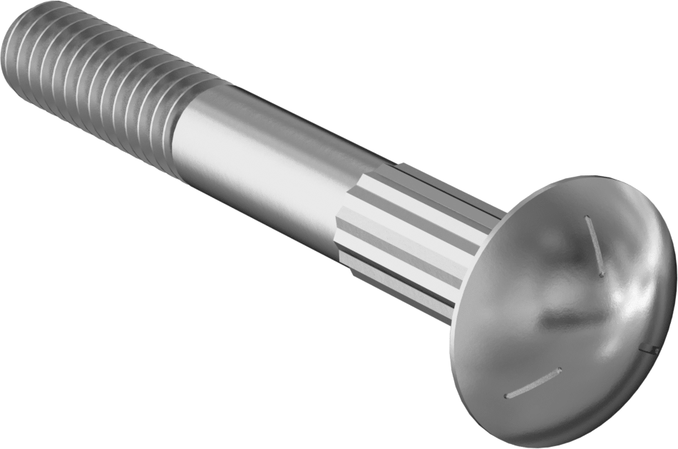 Çelik Tırtıllı Boyunlu Taşıma Cıvataları, Orta Mukavemetli, Sınıf 5, 1/4"-20 Diş Boyutu, 2" Uzunluk