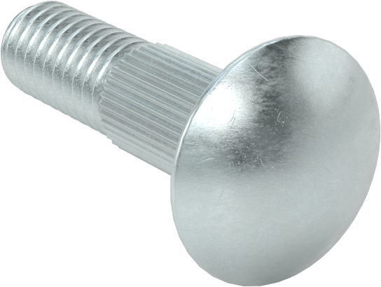 Çelik Tırtıllı Boyunlu Taşıma Cıvataları, Düşük Mukavemetli, Sınıf 2, 5/16"-18 Diş Boyutu, 1-1/4" Uzunluk