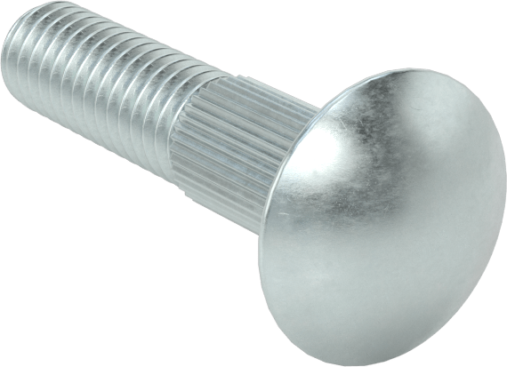 Çelik Tırtıllı Boyunlu Taşıma Cıvataları, Düşük Mukavemetli, Sınıf 2, 5/16"-18 Diş Boyutu, 1-1/2" Uzunluk