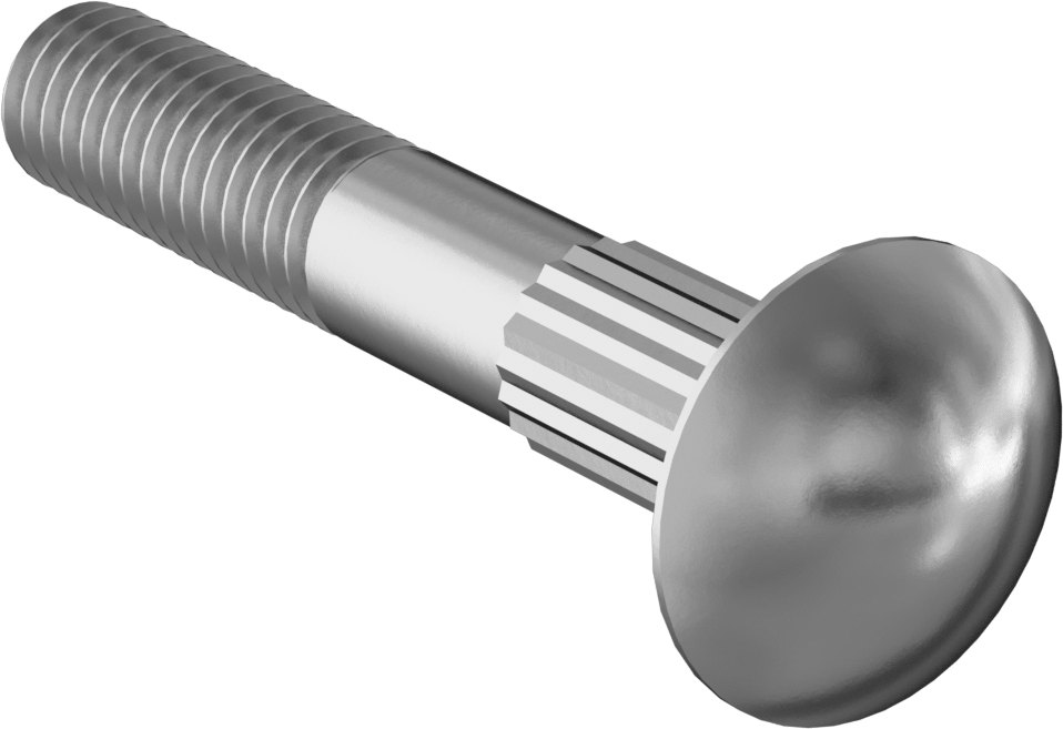 Çelik Tırtıllı Boyunlu Taşıma Cıvataları, Düşük Mukavemetli, Sınıf 2, 5/16"-18 Diş Boyutu, 2" Uzunluk