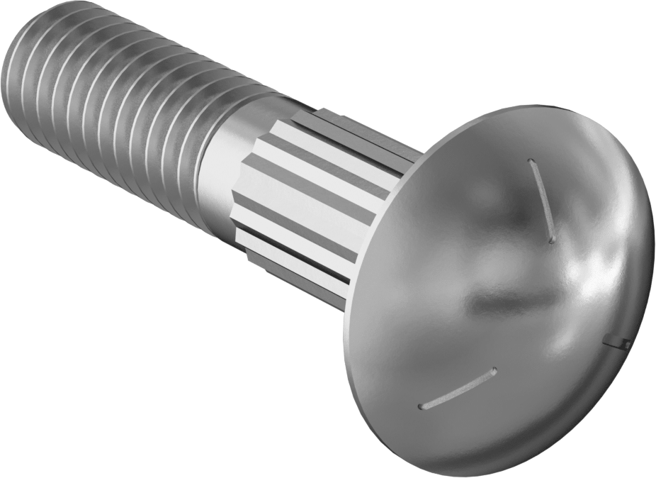 Çelik Tırtıllı Boyunlu Taşıma Cıvataları, Orta Mukavemetli, Sınıf 5, 5/16"-18 Diş Boyutu, 1-1/2" Uzunluk