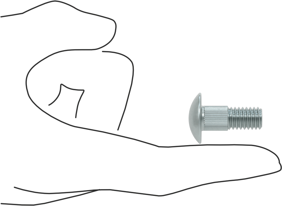 Çelik Tırtıllı Boyunlu Taşıma Cıvataları, Düşük Mukavemetli, Sınıf 2, 3/8"-16 Diş Boyutu, 1" Uzunluk