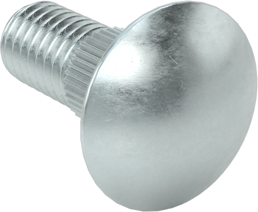 Çelik Tırtıllı Boyunlu Taşıma Cıvataları, Düşük Mukavemetli, Sınıf 2, 3/8"-16 Diş Boyutu, 1" Uzunluk