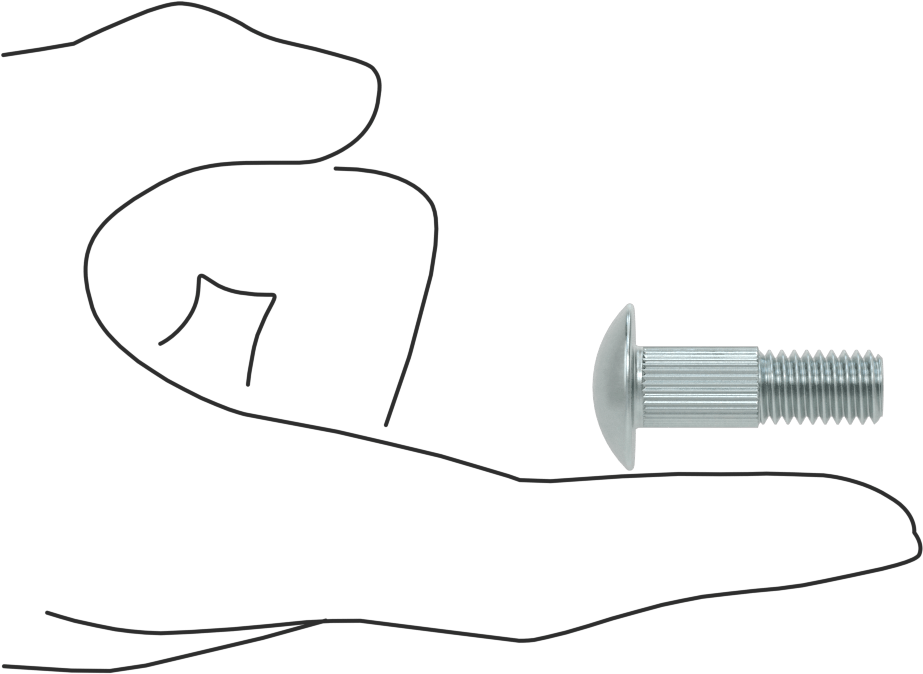 Çelik Tırtıllı Boyunlu Taşıma Cıvataları, Düşük Mukavemetli, Sınıf 2, 3/8"-16 Diş Boyutu, 1-1/4" Uzunluk