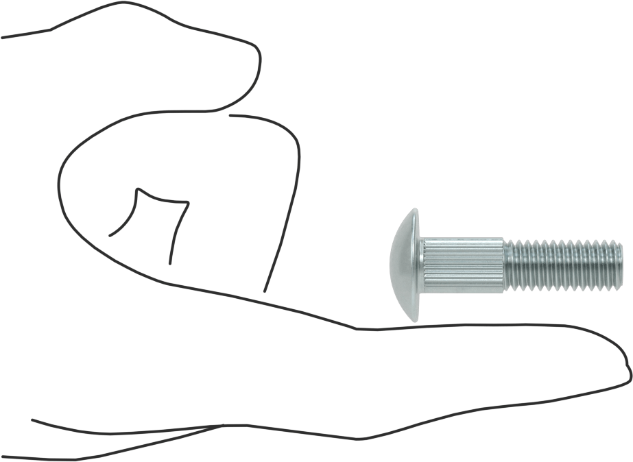 Çelik Tırtıllı Boyunlu Taşıma Cıvataları, Düşük Mukavemetli, Sınıf 2, 3/8"-16 Diş Boyutu, 1-1/2" Uzunluk