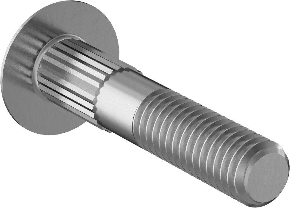 Çelik Tırtıllı Boyunlu Taşıma Cıvataları, Düşük Mukavemetli, Sınıf 2, 3/8"-16 Diş Boyutu, 2" Uzunluk