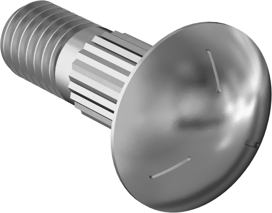 Çelik Tırtıllı Boyunlu Taşıma Cıvataları, Orta Mukavemetli, Sınıf 5, 3/8"-16 Diş Boyutu, 1-1/4" Uzunluk
