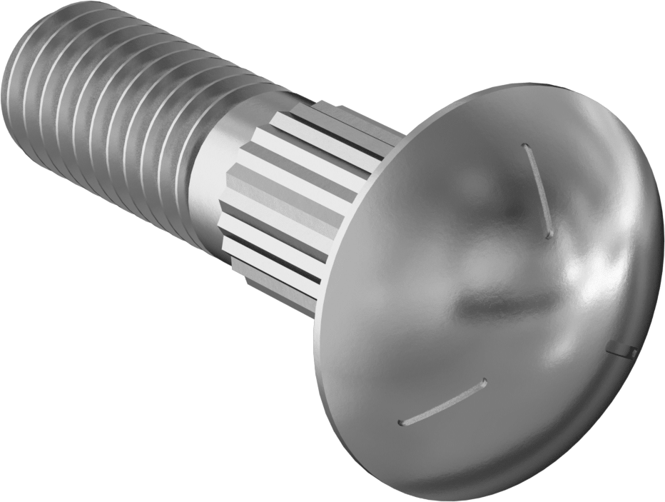 Çelik Tırtıllı Boyunlu Taşıma Cıvataları, Orta Mukavemetli, Sınıf 5, 3/8"-16 Diş Boyutu, 1-1/2" Uzunluk