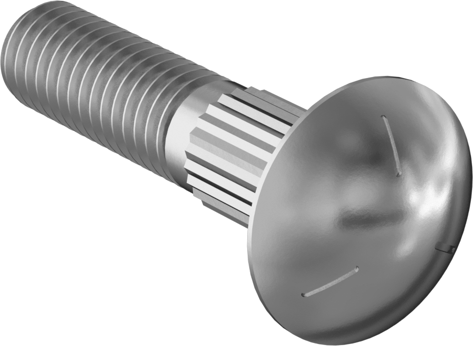 Çelik Tırtıllı Boyunlu Taşıma Cıvataları, Orta Mukavemetli, Sınıf 5, 3/8"-16 Diş Boyutu, 1-3/4" Uzunluk