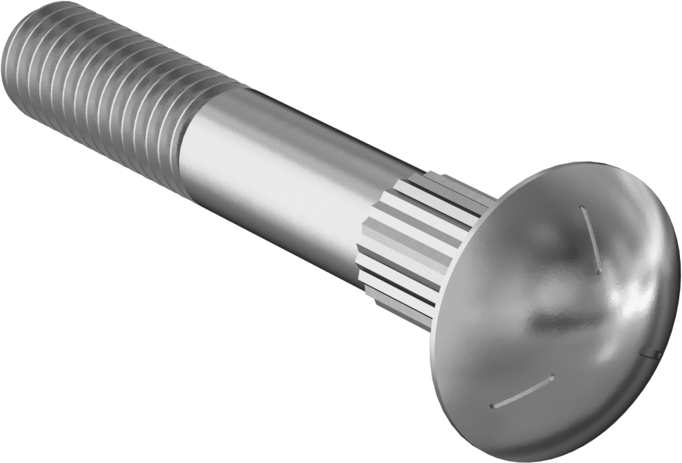 Çelik Tırtıllı Boyunlu Taşıma Cıvataları, Orta Mukavemetli, Sınıf 5, 3/8"-16 Diş Boyutu, 2-1/2" Uzunluk