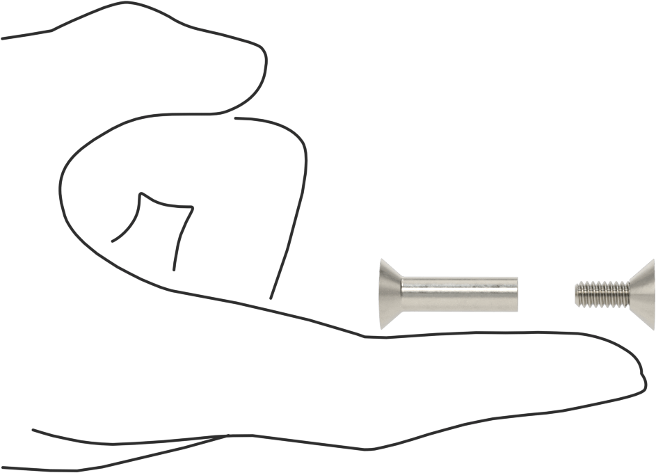 Düz Başlı Bağlama Silindiri ve Vida, 10-24 Diş Boyutu, 1-1/4“-1-1/2” Malzeme Kalınlığı için
