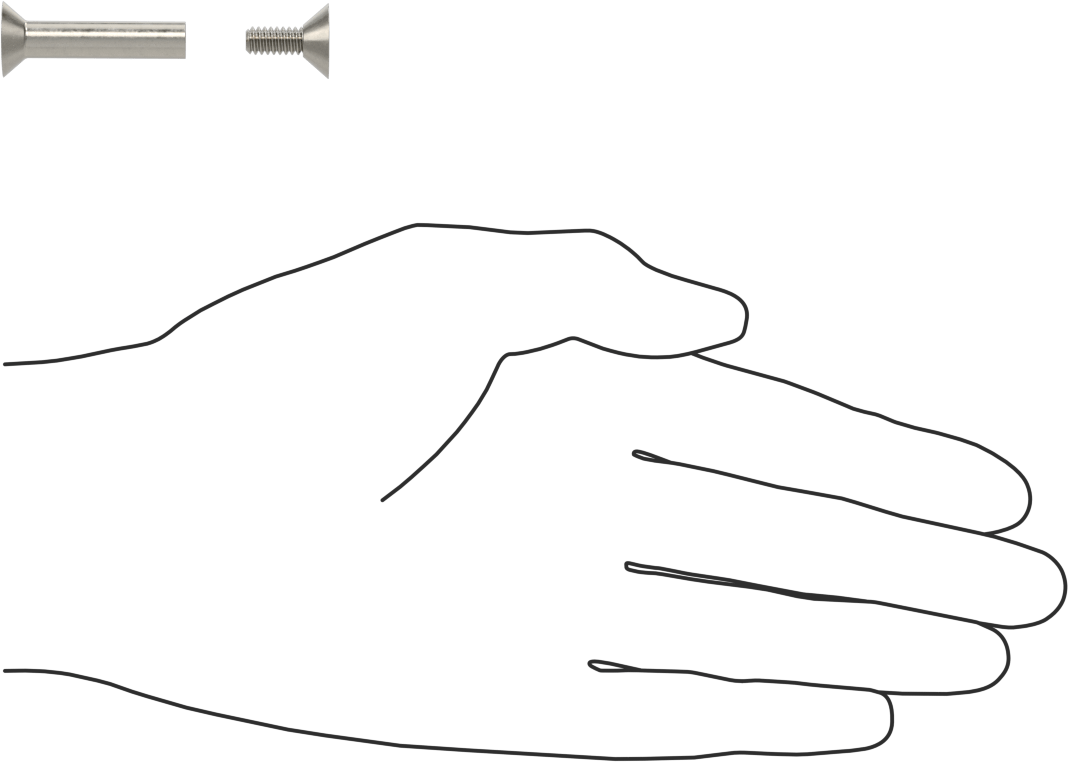 Düz Başlı Bağlama Silindiri ve Vida, 10-24 Diş Boyutu, 1-1/2“-1-3/4” Malzeme Kalınlığı için