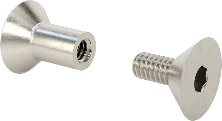 Düz Başlı Bağlama Silindiri ve Vida, 1/4"-20 Diş Boyutu, 1-1/8“-1-1/4” Malzeme Kalınlığı için