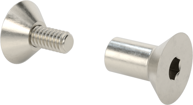 Düz Başlı Bağlama Silindiri ve Vida, 1/4"-20 Diş Boyutu, 1-1/8“-1-1/4” Malzeme Kalınlığı için