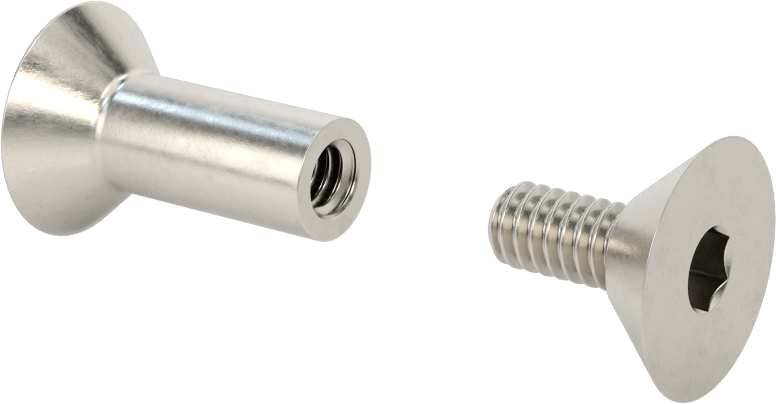 Düz Başlı Bağlama Silindiri ve Vida, 1/4"-20 Diş Boyutu, 1-3/8“-1-1/2” Malzeme Kalınlığı için