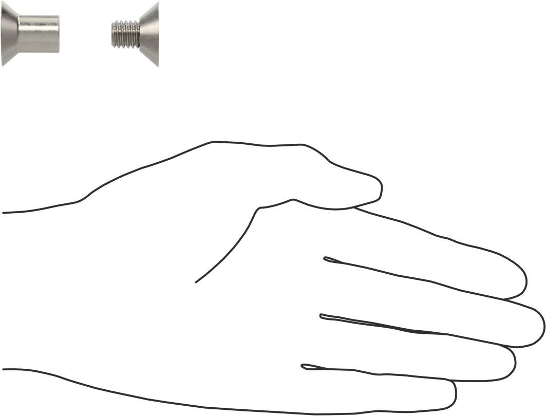 Düz Başlı Bağlama Silindiri ve Vida, 3/8"-16 Diş Boyutu, 1-1/8“-1-1/4” Malzeme Kalınlığı için