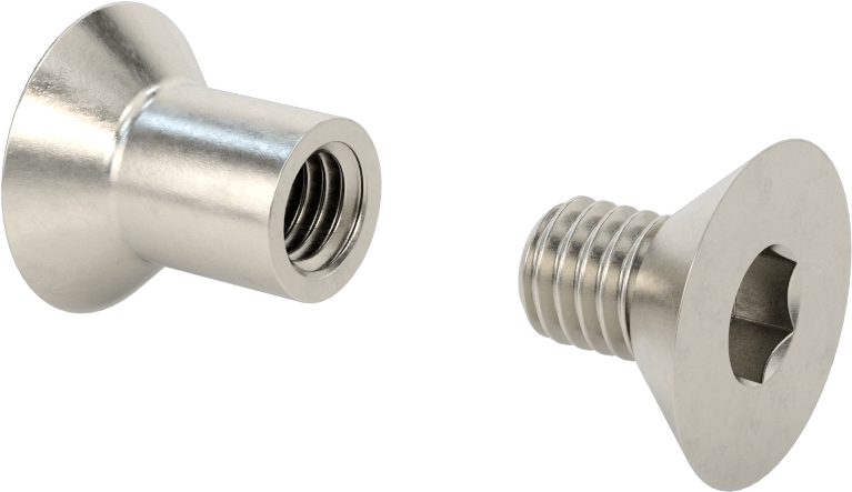 Düz Başlı Bağlama Silindiri ve Vida, 3/8"-16 Diş Boyutu, 1-1/8“-1-1/4” Malzeme Kalınlığı için