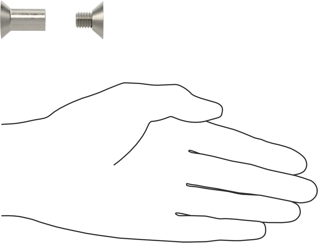 Düz Başlı Bağlama Silindiri ve Vida, 3/8"-16 Diş Boyutu, 1-3/8“-1-1/2” Malzeme Kalınlığı için