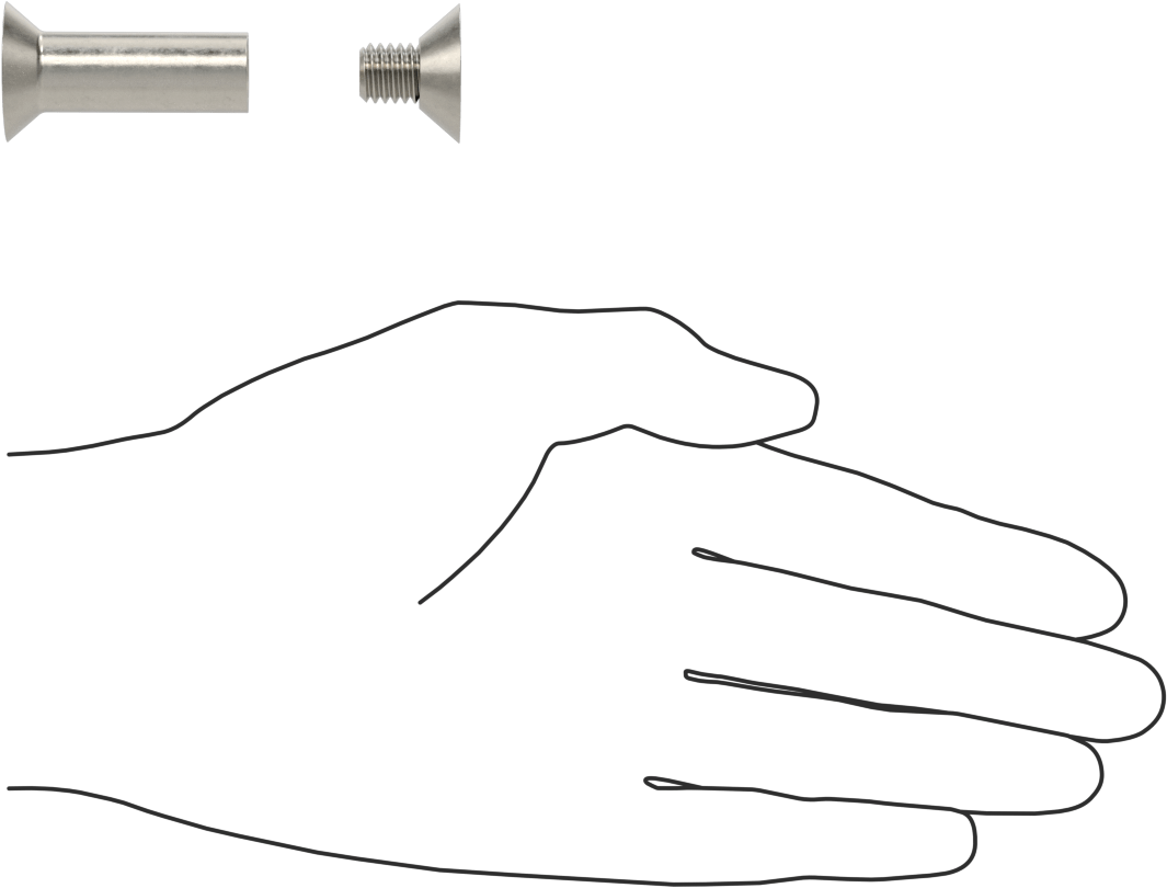 Düz Başlı Bağlama Silindiri ve Vida, 3/8"-16 Diş Boyutu, 1-7/8“-2” Malzeme Kalınlığı için