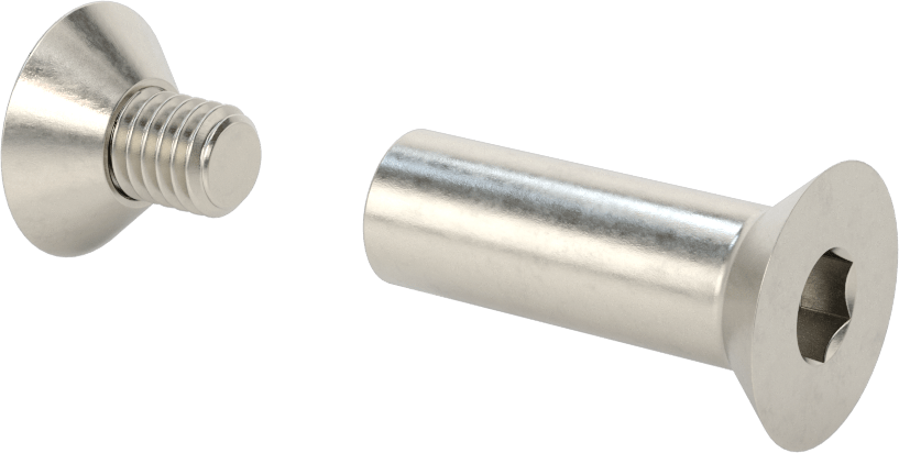 Düz Başlı Bağlama Silindiri ve Vida, 3/8"-16 Diş Boyutu, 1-7/8“-2” Malzeme Kalınlığı için