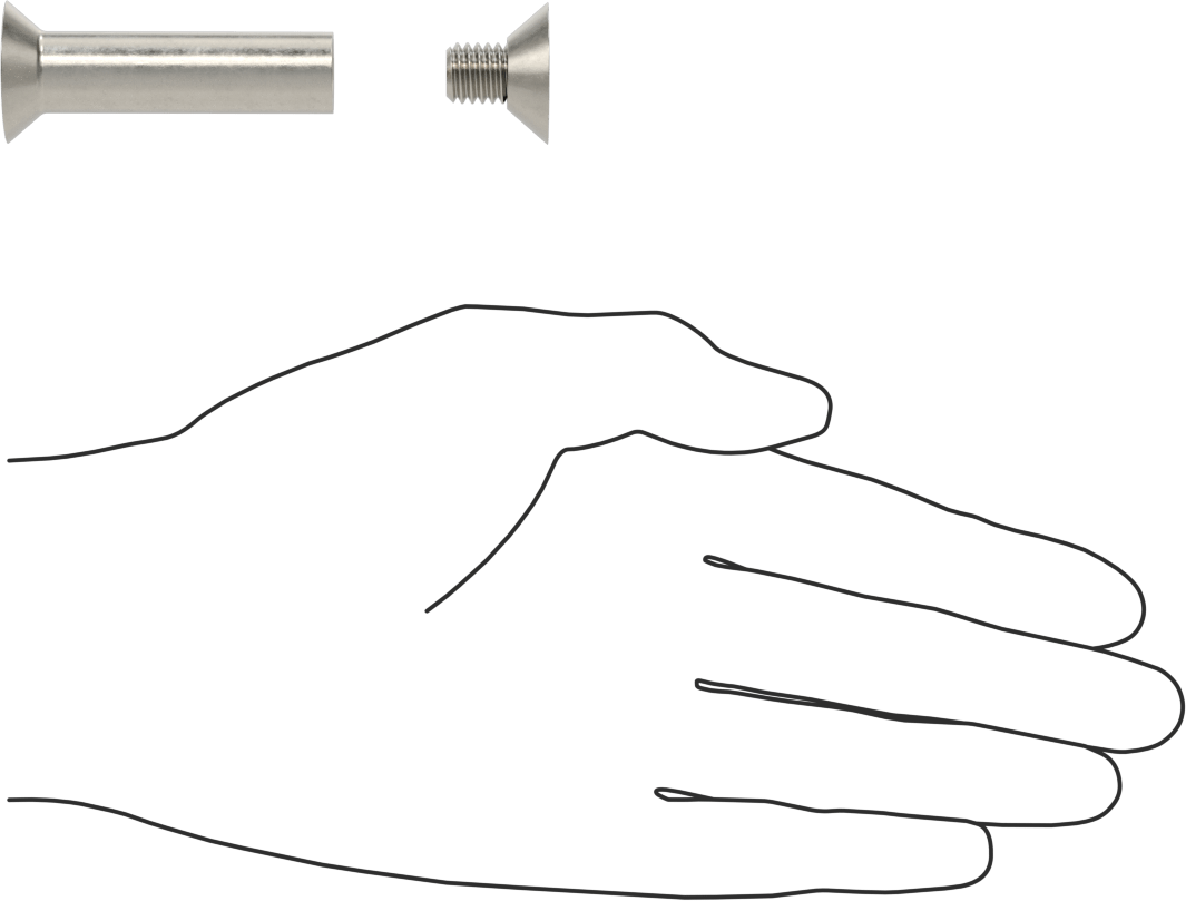 Düz Başlı Bağlama Silindiri ve Vida, 3/8"-16 Diş Boyutu, 2-3/8“-2-1/2” Malzeme Kalınlığı için