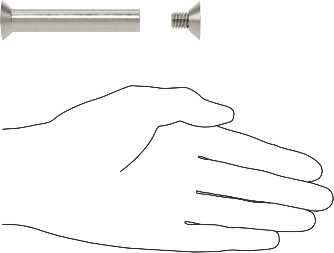 Düz Başlı Bağlama Silindiri ve Vida, 3/8"-16 Diş Boyutu, 3-3/8“-3-1/2” Malzeme Kalınlığı için