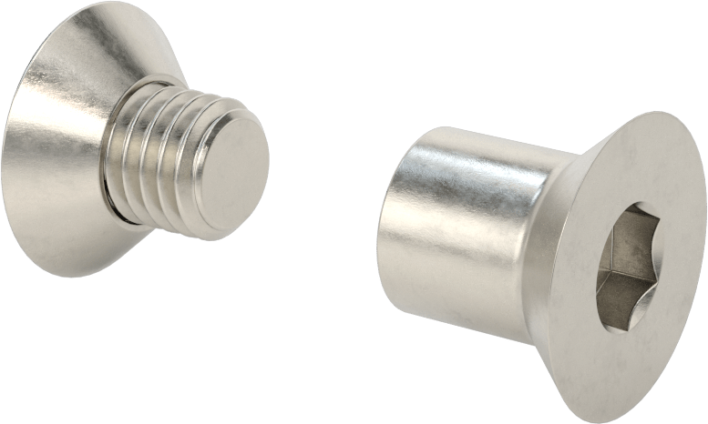 Düz Başlı Bağlama Silindiri ve Vida, 1/2"-13 Diş, 1-3/8“- 1-1/2” Kalınlık için, 5/8" Namlu Çapı