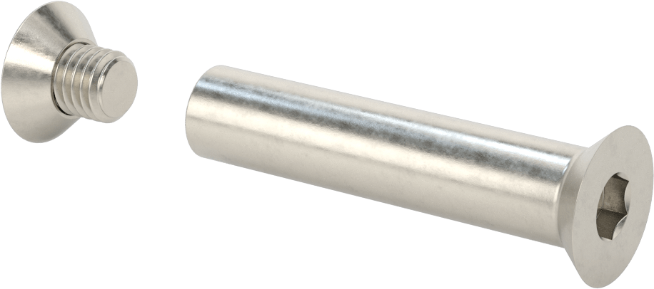 Düz Başlı Bağlama Silindiri ve Vida, 1/2"-13 Diş, 3-1/4“- 3-1/2” Kalınlık için, 5/8" Namlu Çapı