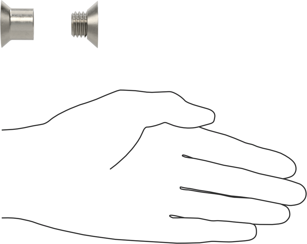 Düz Başlı Bağlama Silindiri ve Vida, 5/8"-11 Diş, 1-3/8“- 1-1/2” Kalınlık için, 3/4" Namlu Çapı