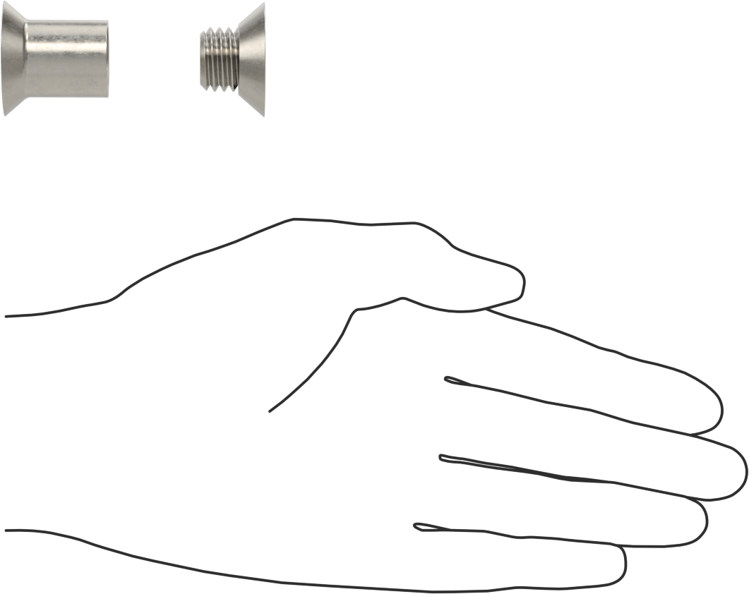 Düz Başlı Bağlama Silindiri ve Vida, 5/8"-11 Diş, 1-3/8“- 1-5/8” Kalınlık için, 3/4" Namlu Çapı