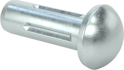 Yuvarlak Başlı Tam Oluklu Pim, Çinko Kaplamalı 1004-1045 Karbon Çelik, 1/4" Uzunluk, 0,086 inç Uç Çapı