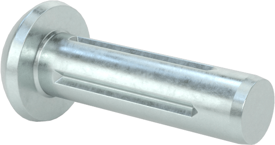Yuvarlak Başlı Tam Oluklu Pim, Çinko Kaplamalı 1004-1045 Karbon Çelik, 3/8" Uzunluk, 0,104" Uç Çapı