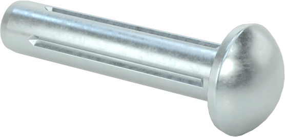Yuvarlak Başlı Tam Oluklu Pim, Çinko Kaplamalı 1004-1045 Karbon Çelik, 1/2" Uzunluk, 0,104" Uç Çapı