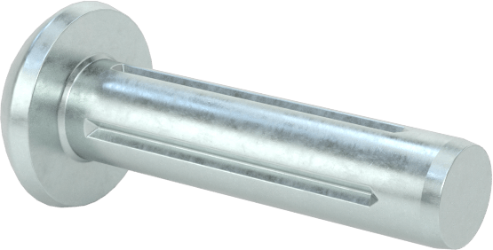 Yuvarlak Başlı Tam Oluklu Pim, Çinko Kaplamalı 1004-1045 Karbon Çelik, 1/2" Uzunluk, 0,120" Uç Çapı