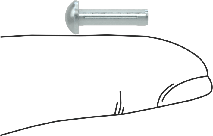 Yuvarlak Başlı Tam Oluklu Pim, Çinko Kaplamalı 1004-1045 Karbon Çelik, 1/2" Uzunluk, 0,120" Uç Çapı