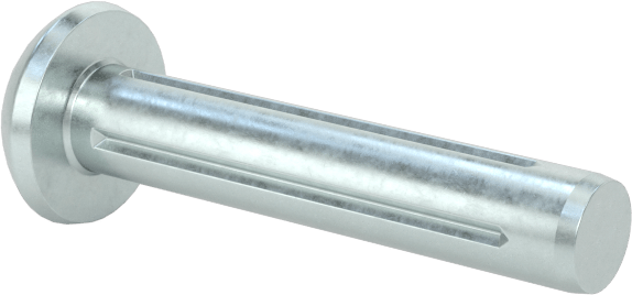 Yuvarlak Başlı Tam Oluklu Pim, Çinko Kaplamalı 1004-1045 Karbon Çelik, 5/8" Uzunluk, 0,120" Uç Çapı
