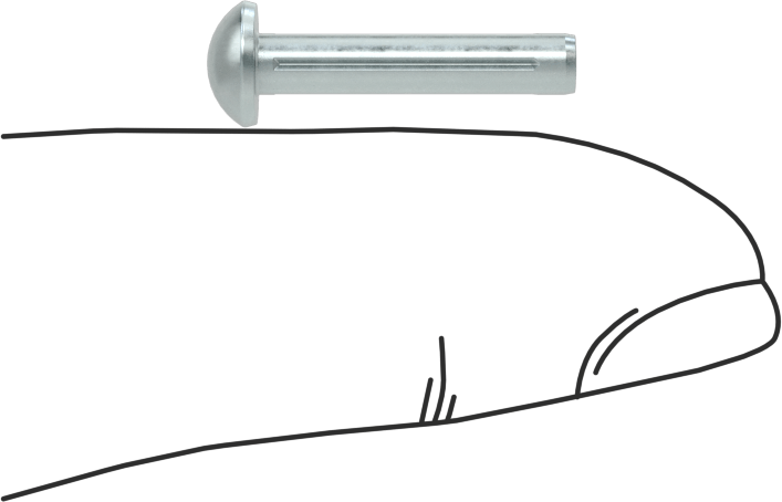 Yuvarlak Başlı Tam Oluklu Pim, Çinko Kaplamalı 1004-1045 Karbon Çelik, 5/8" Uzunluk, 0,120" Uç Çapı