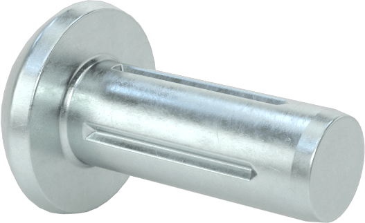 Yuvarlak Başlı Tam Oluklu Pim, Çinko Kaplamalı 1004-1045 Karbon Çelik, 3/8" Uzunluk, 0,144" Uç Çapı