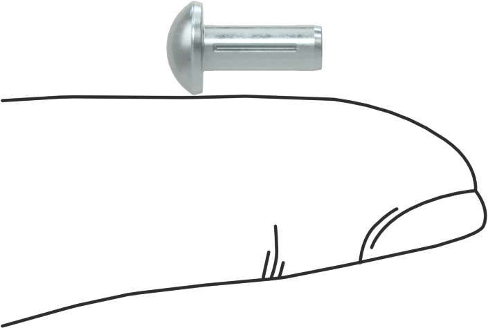 Yuvarlak Başlı Tam Oluklu Pim, Çinko Kaplamalı 1004-1045 Karbon Çelik, 3/8" Uzunluk, 0,144" Uç Çapı