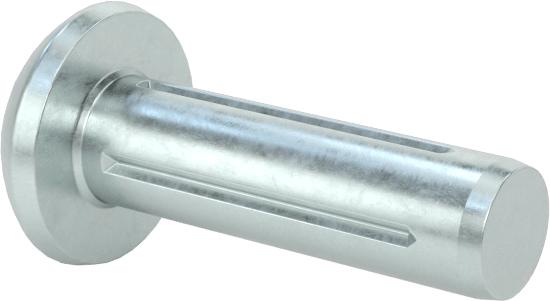 Yuvarlak Başlı Tam Oluklu Pim, Çinko Kaplamalı 1004-1045 Karbon Çelik, 1/2" Uzunluk, 0,144" Uç Çapı