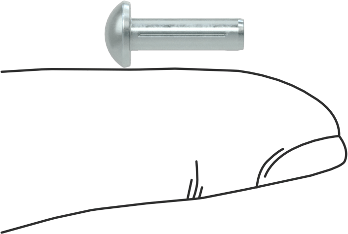 Yuvarlak Başlı Tam Oluklu Pim, Çinko Kaplamalı 1004-1045 Karbon Çelik, 1/2" Uzunluk, 0,144" Uç Çapı